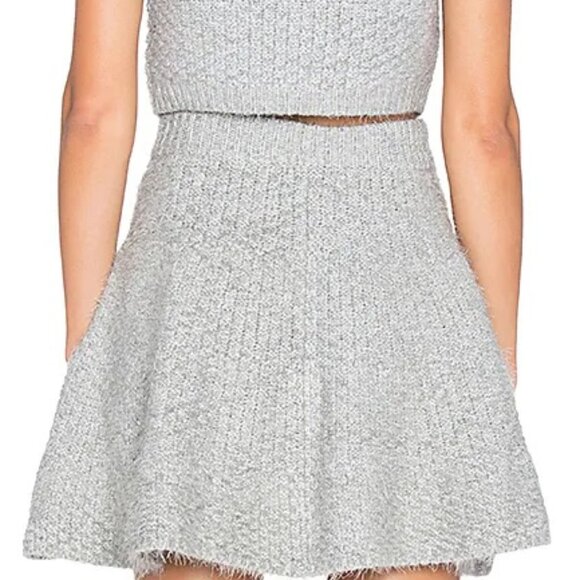 Lovers +‎ Friends Aspen Chic Be Flirty Mini Skirt Women's S Gray Eyelash Knit - Picture 5 of 11